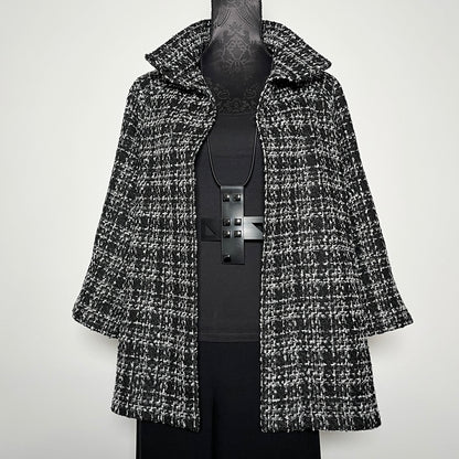 Plaid swing coat winter wool jacket evening coat stylish clothing handmade in melbourne classy elegant clothing timeless pieces timeless clothing classic style unique clothing unique style ageless style luxe fabrics statement clothing statement style clothing womens clothing made in australia eloise the label
