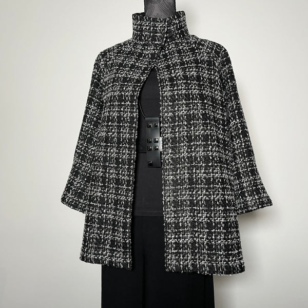 Plaid swing coat winter wool jacket evening coat stylish clothing handmade in melbourne classy elegant clothing timeless pieces timeless clothing classic style unique clothing unique style ageless style luxe fabrics statement clothing statement style clothing womens clothing made in australia eloise the label