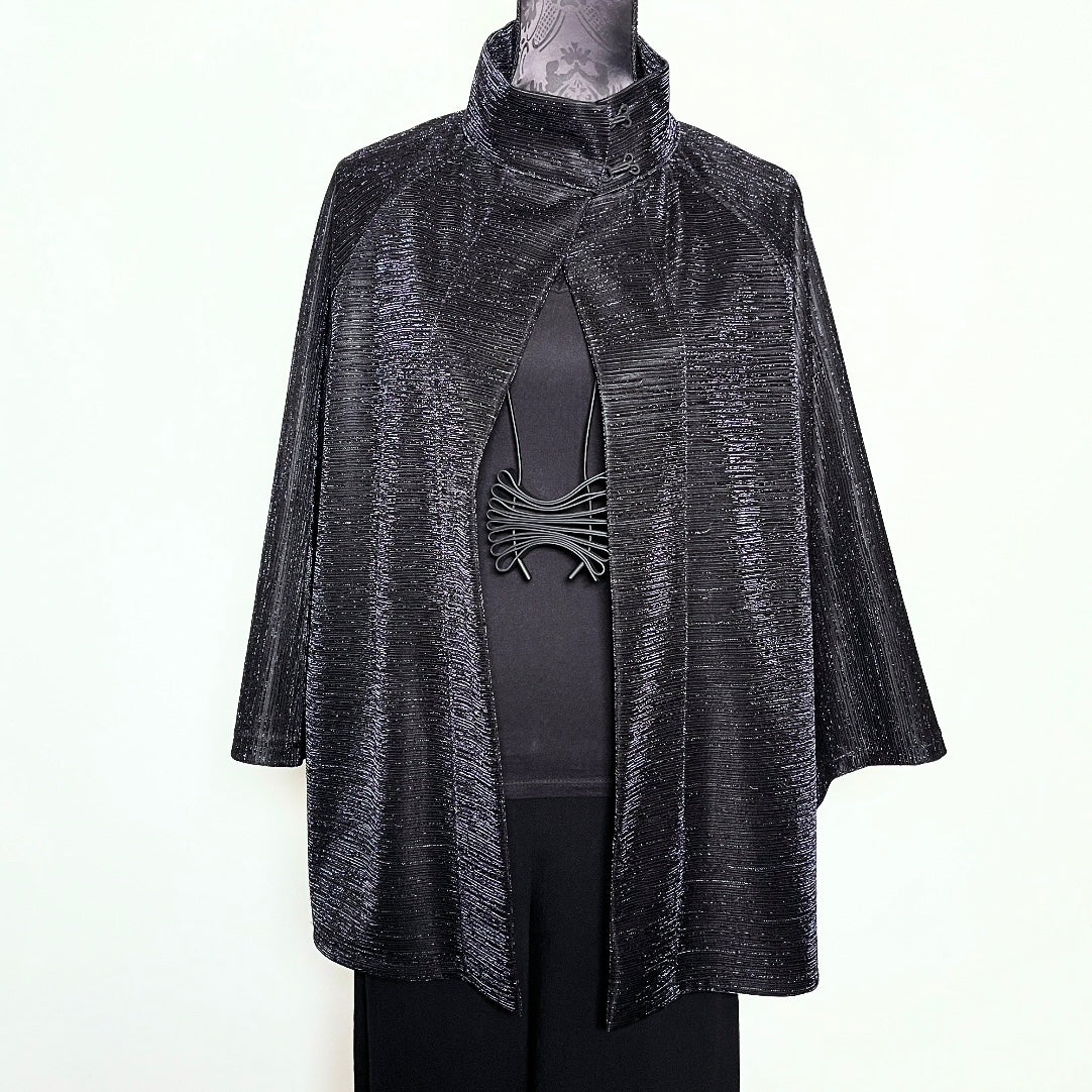 black evening coat jacquard brocade jacket ladies apparel swing coat stylish clothing handmade in melbourne classy elegant event wear clothing timeless pieces timeless clothing classic style unique clothing unique style ageless style luxe fabrics statement clothing statement style evening style clothing stand up collar womens clothing made in australia eloise the label