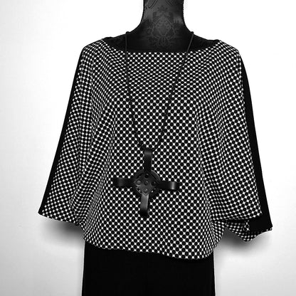 Allure Top - Black and White Stretch Jacquard