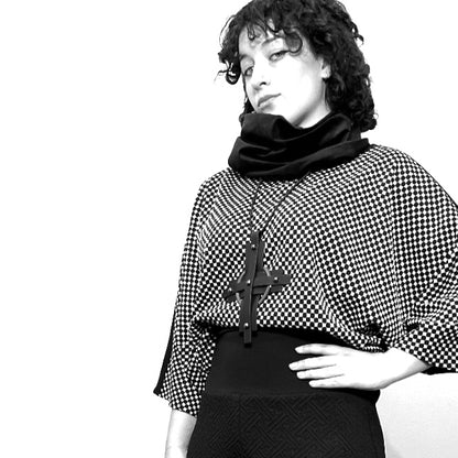 Allure Top - Black and White Stretch Jacquard
