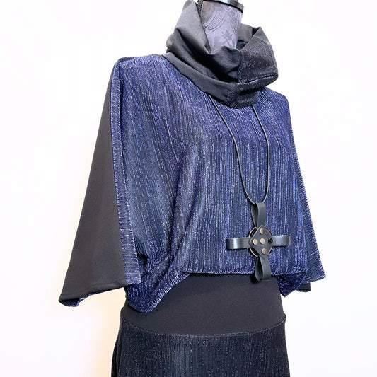 purple sparkle top with 3/4 length batwing sleeves summer top evening wear event wear melbourne made eloise the label