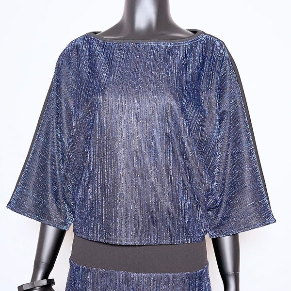 purple sparkle top with 3/4 length batwing sleeves summer top evening wear event wear melbourne made eloise the label