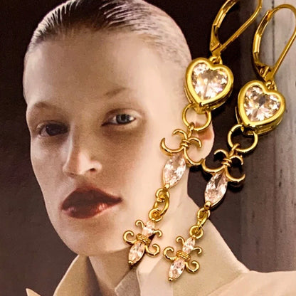 Amore' Crystal Fleur De Lis Earring