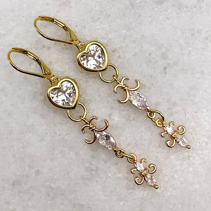 Amore' Crystal Fleur De Lis Earring