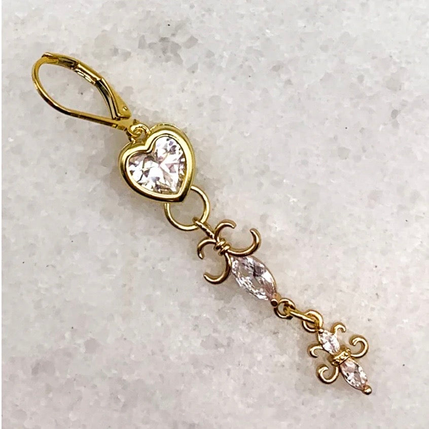 Amore' Crystal Fleur De Lis Earring