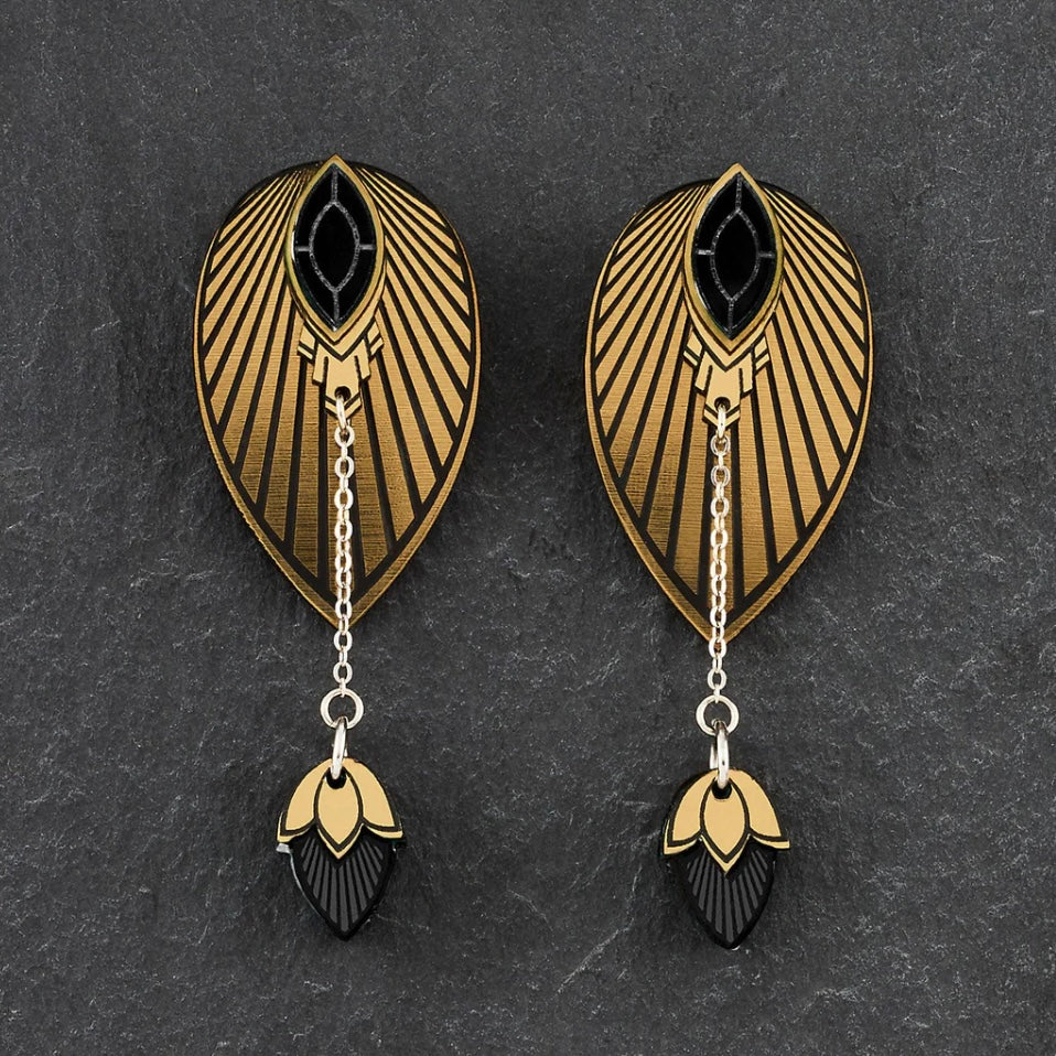 Athena Stackable Earring - Black and Gold