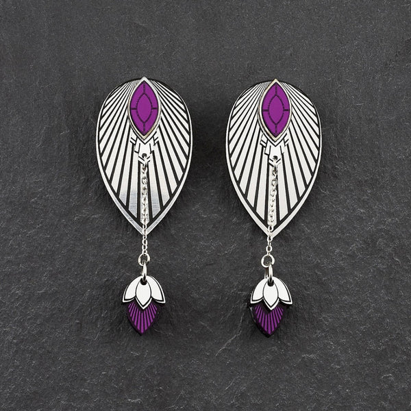 Athena Stackable Earring - Purple and Silver