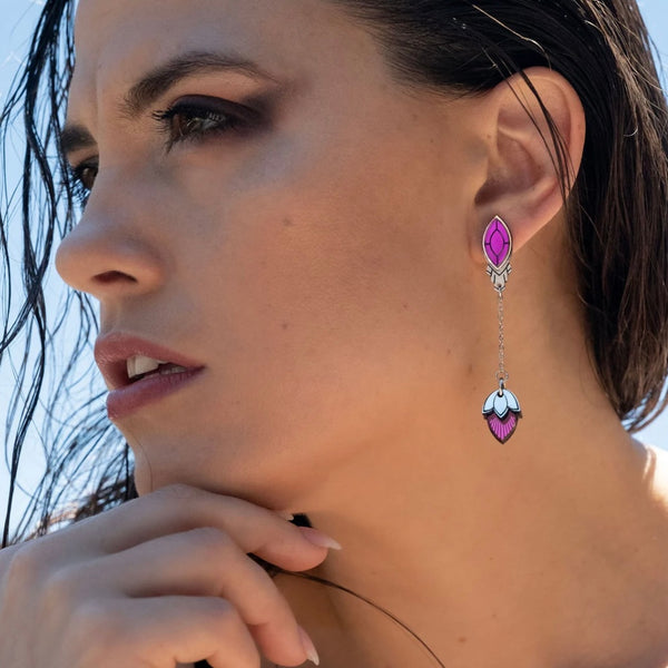 Athena Stackable Earring - Purple and Silver
