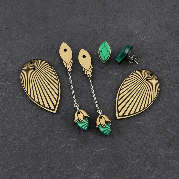 Athena Stackable Earring - Black and Gold