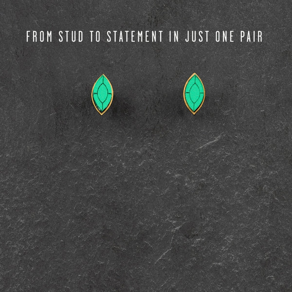 Athena Stackable Earrings - Emerald and gold