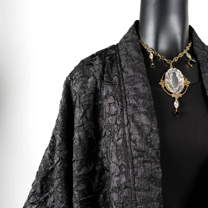 Audrey Swing Coat - Black Crinkle Jacquard