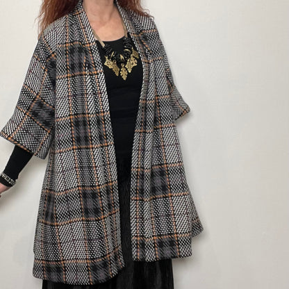 Audrey Swing Coat And Matching Scarf Set - Winter Wool Plaid