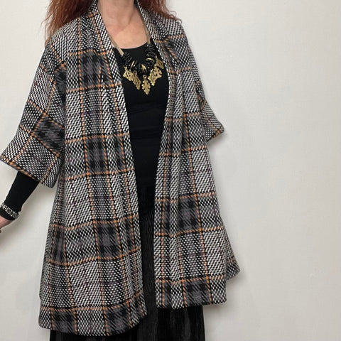 Audrey Swing Coat and matching scarf set - Winter wool plaid