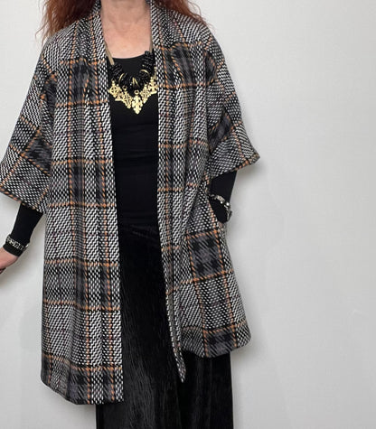 Audrey Swing Coat And Matching Scarf Set - Winter Wool Plaid
