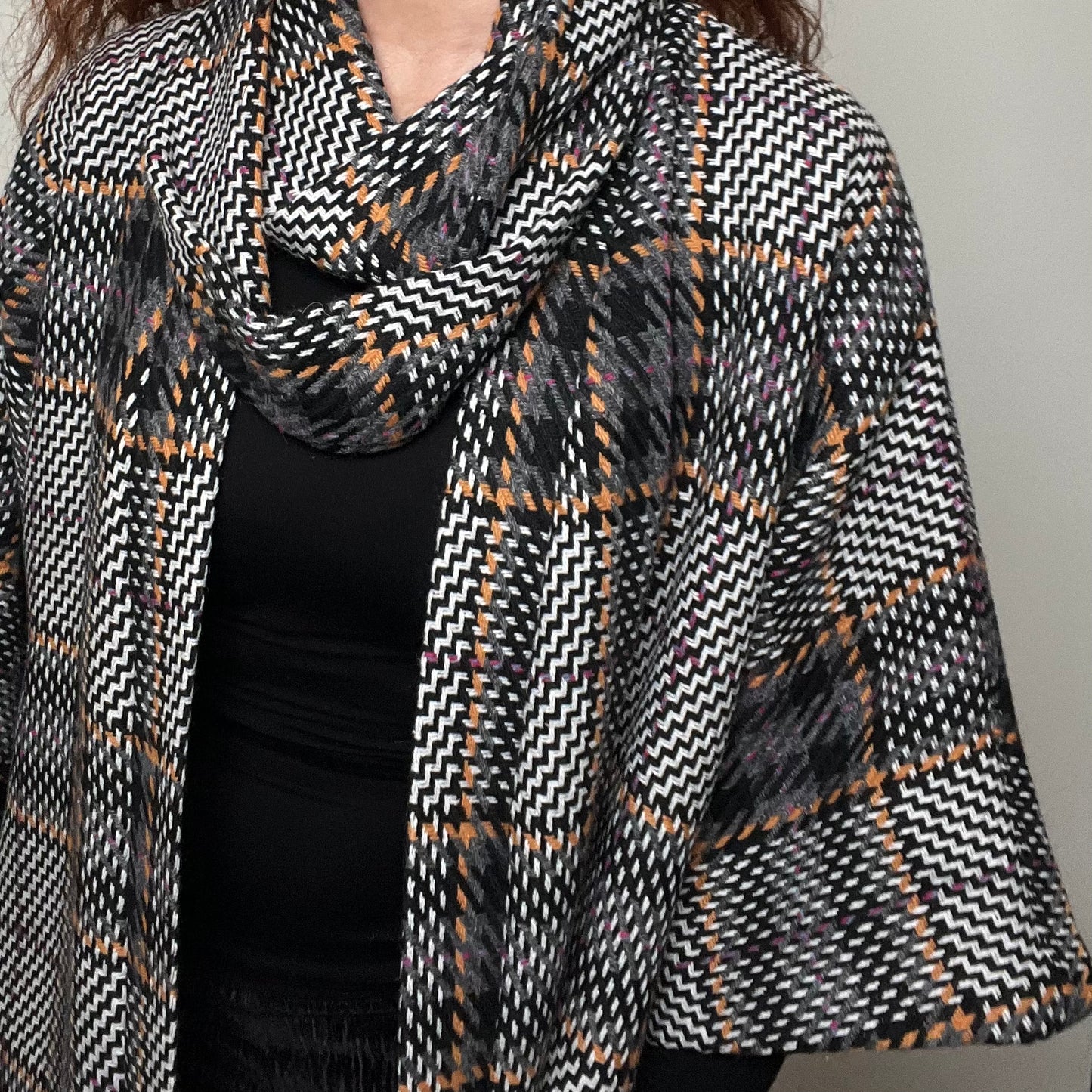 Audrey Swing Coat And Matching Scarf Set - Winter Wool Plaid