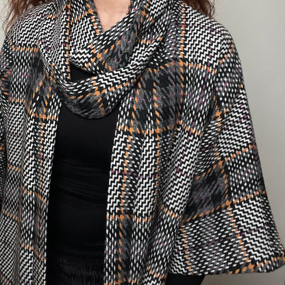 Audrey Swing Coat And Matching Scarf Set - Winter Wool Plaid