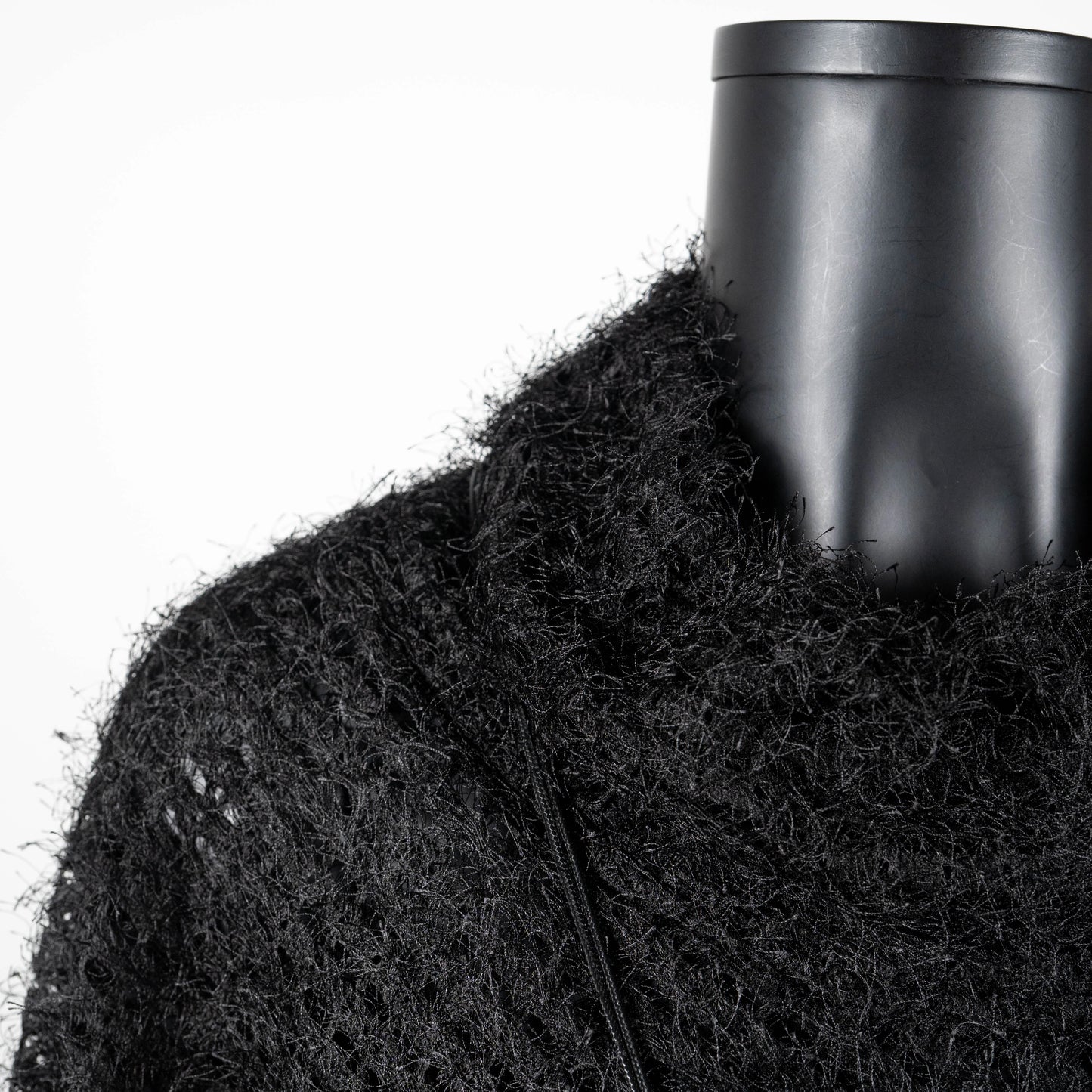 Azira Poncho - Black Eyelash Sheer Mesh Knit