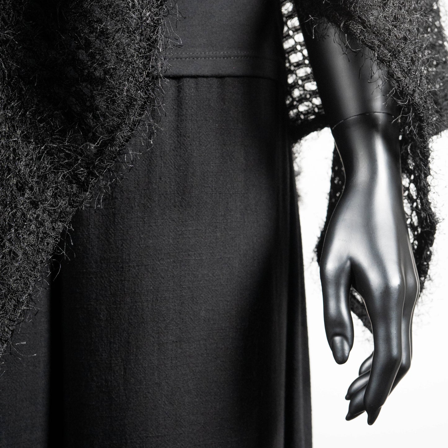 Azira Poncho - Black Eyelash Sheer Mesh Knit