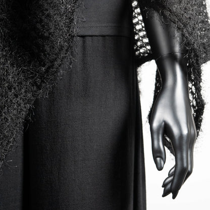 Azira Poncho - Black Eyelash Sheer Mesh Knit