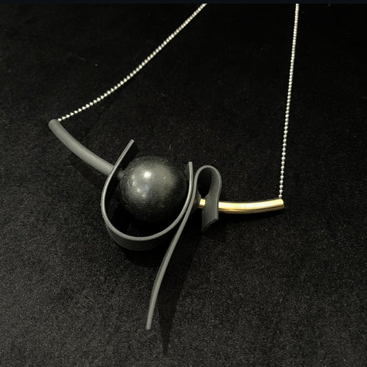 Black Rubber Necklace - Ball And Chain