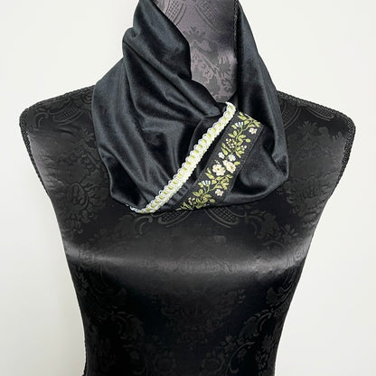 loop scarf infinity scarf black velvet scarf black lace floral scarf womens scarf evening accessories evening wear evening dress formal dress unique clothing made in melbourne australian made clothing elegant style clothing for weddings timeless style eloise the label