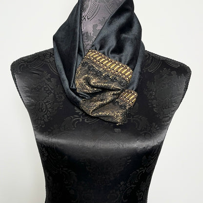 loop scarf infinity scarf black velvet scarf black lace gold scarf womens scarf evening accessories evening wear evening dress formal dress unique clothing made in melbourne australian made clothing elegant style clothing for weddings timeless style eloise the label