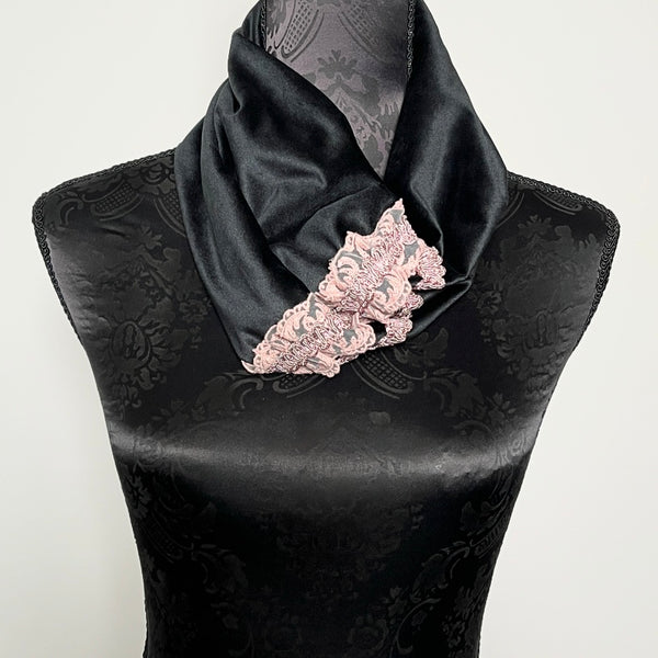 loop scarf infinity scarf black velvet scarf black pink lace scarf womens scarf evening accessories evening wear evening dress formal dress unique clothing made in melbourne australian made clothing elegant style clothing for weddings timeless style eloise the label