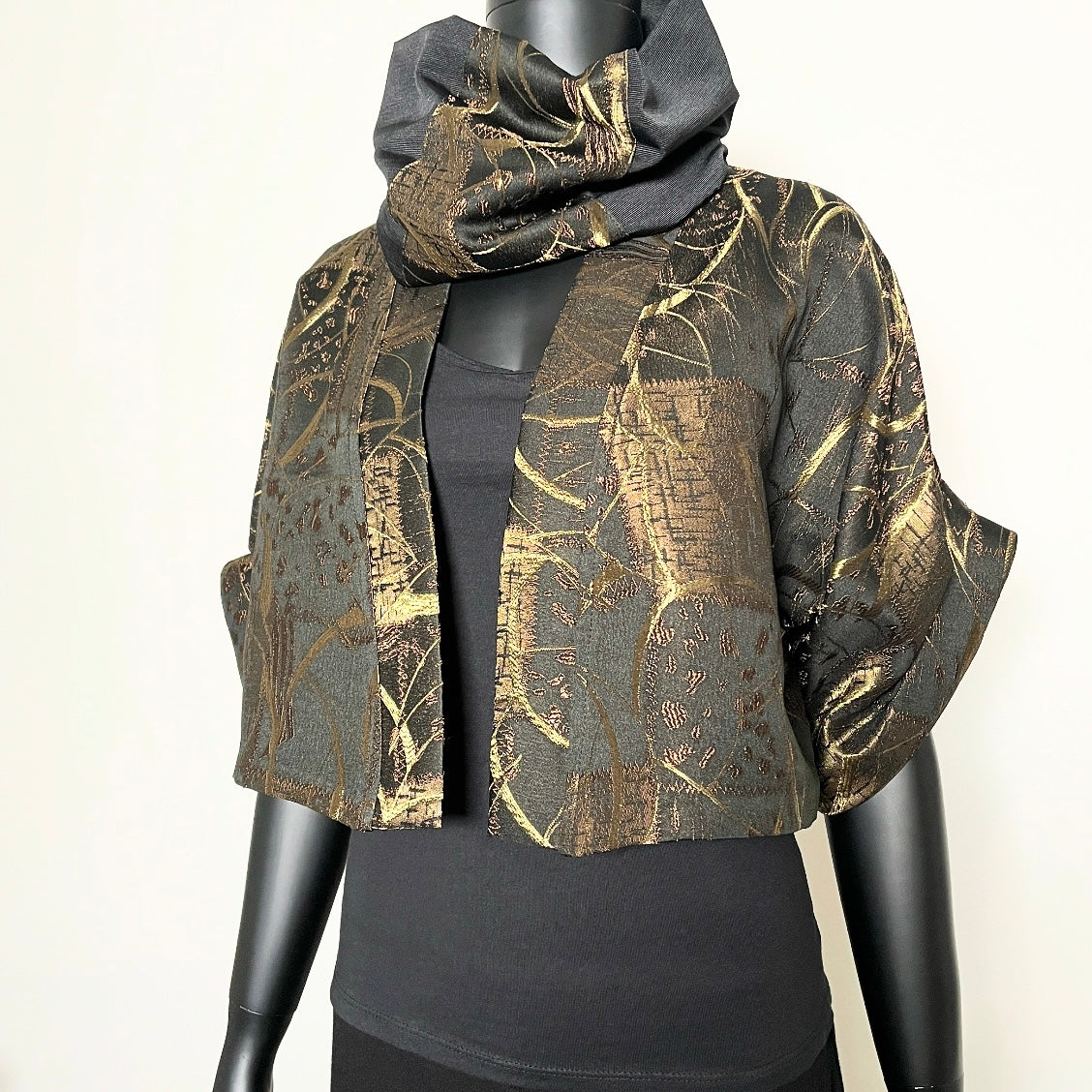 bolero jacket in gold and bronze evening jacket melbourne made eloise the label