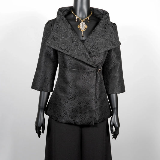 Clasique Jacket - Black Jacquard And Lace