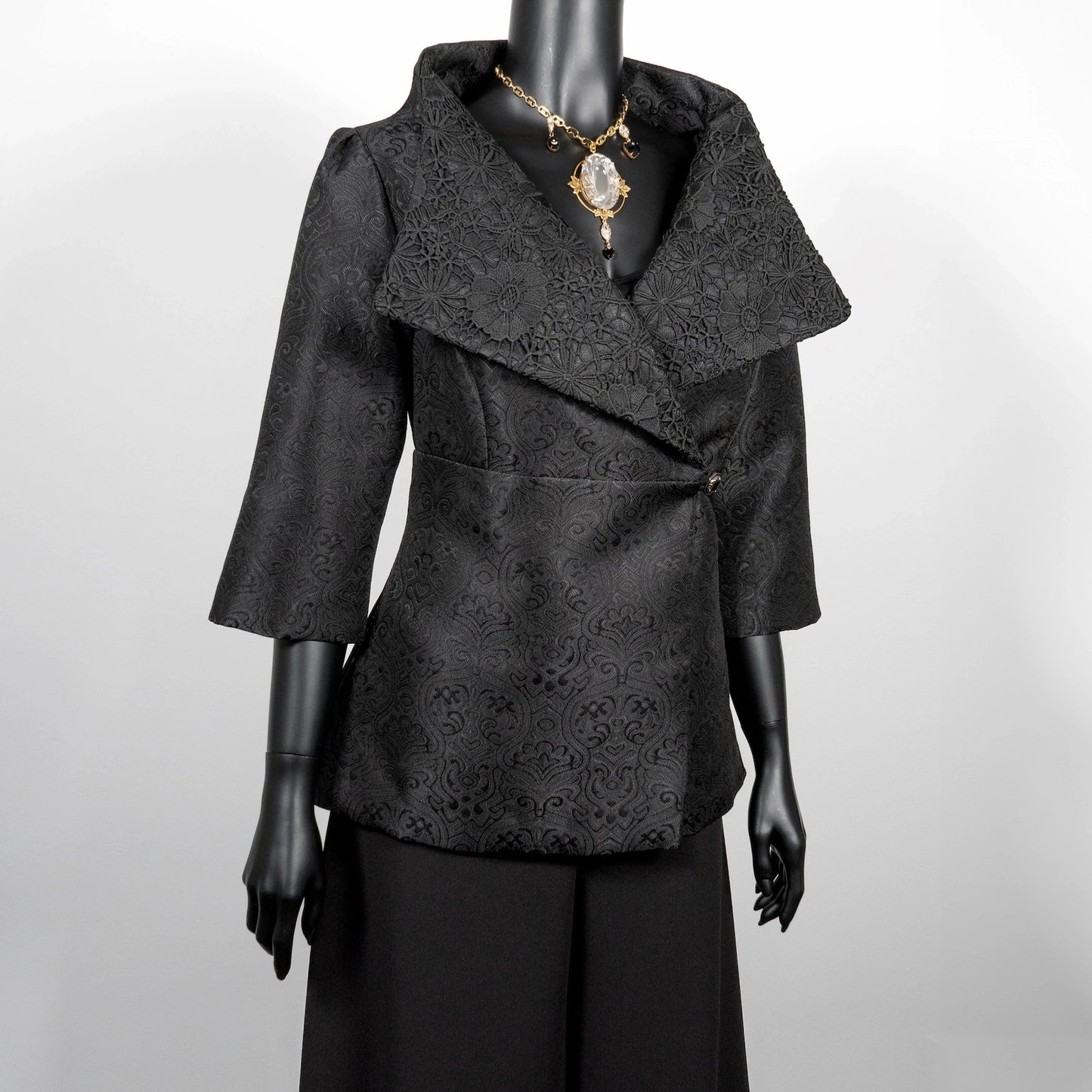 Clasique Jacket - Black Jacquard And Lace