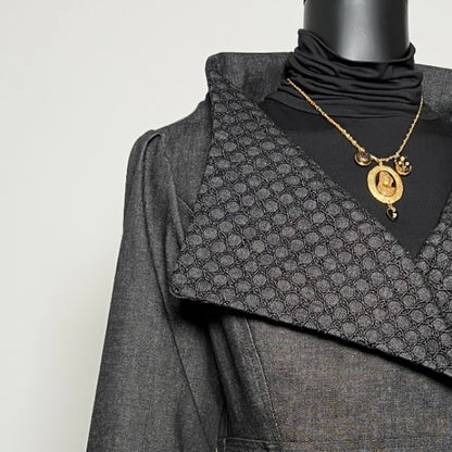 Clasique Jacket - Black Denim With Contrast Black Mesh Collar