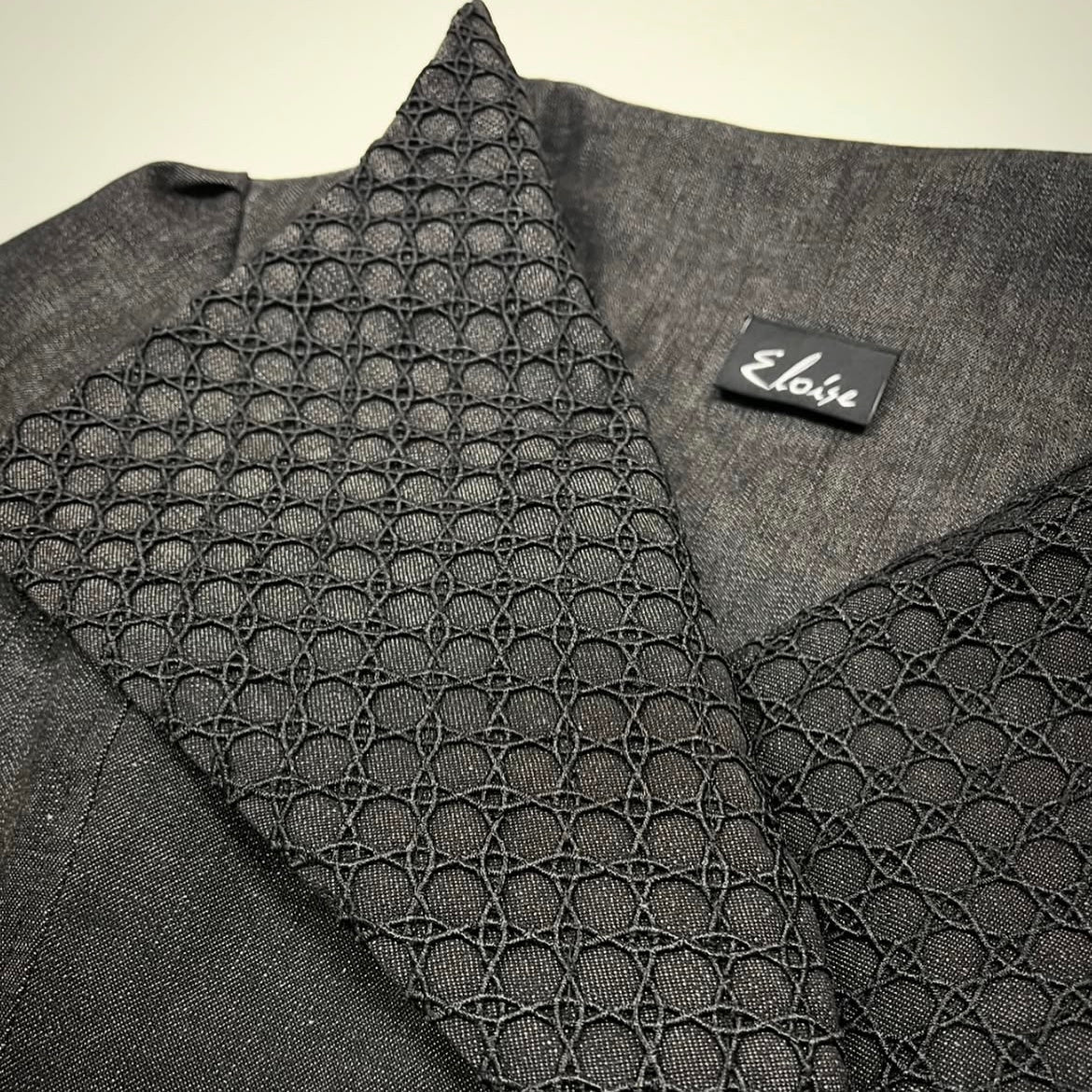 Clasique Jacket - Black Denim With Contrast Black Mesh Collar