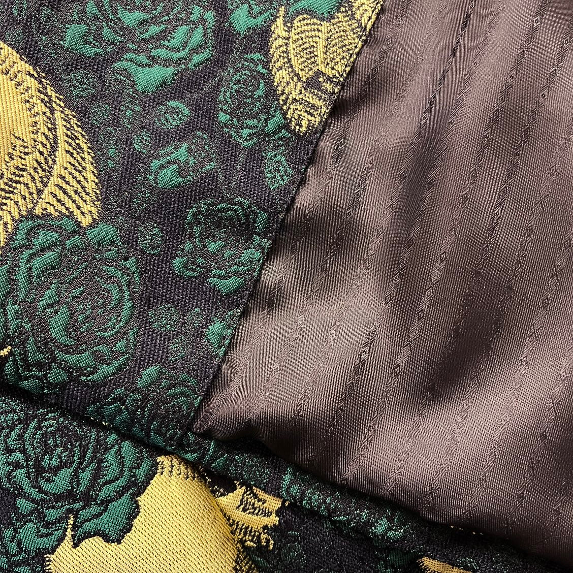 skulls and roses dark green jacquard jacket with gold skull made in melbourne 
