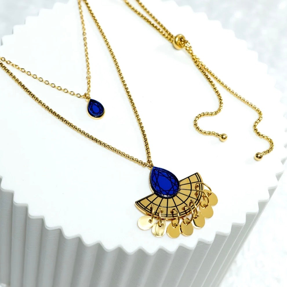 Cleopatra Necklace - Sapphire Blue And Gold