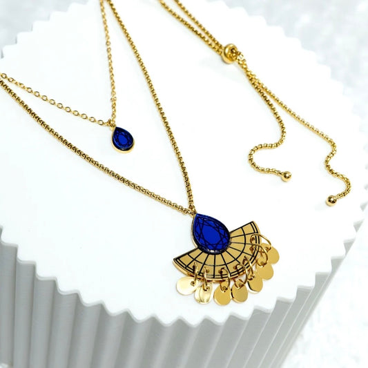 Cleopatra Necklace - Sapphire Blue And Gold