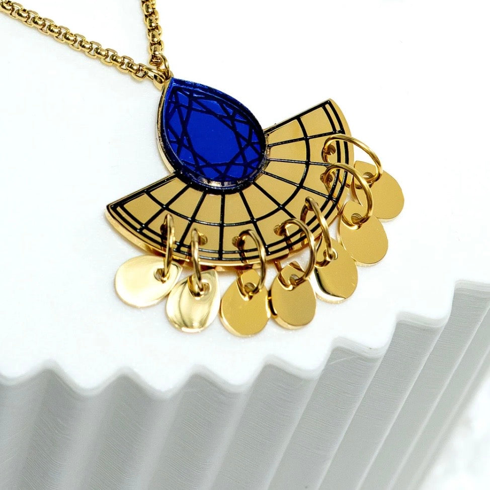 Cleopatra Necklace - Sapphire Blue And Gold