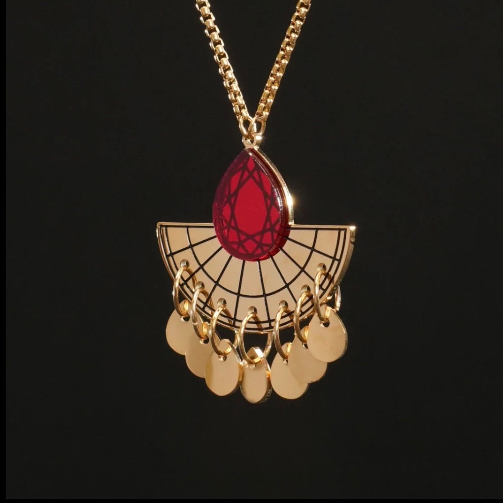 Cleopatra Layered Necklace - Ruby Red And Gold