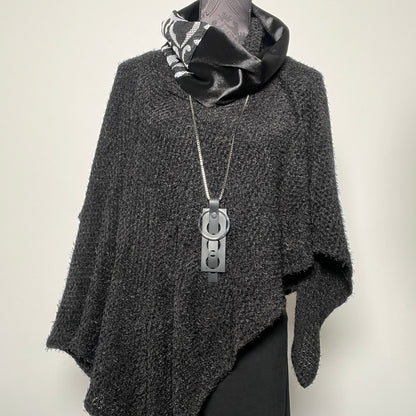 Luxe Collar - Loop Scarf - Black Velvet - Black & White Trim