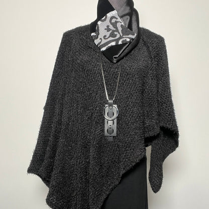 Luxe Collar - Loop Scarf - Black Velvet - Black & White Trim