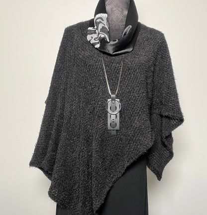 Luxe Collar - Loop Scarf - Black Velvet - Black & White Trim