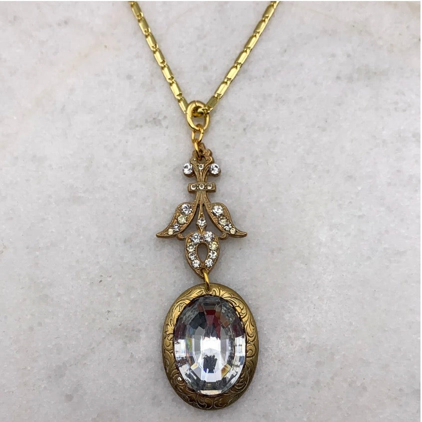 Destiny's Ride Crystal Fleur De Lis Necklace