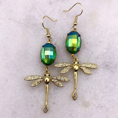 Dragonfly Earrings - Embellished With Cut Crystals