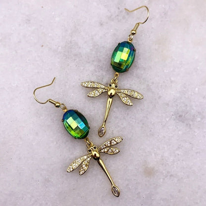 Dragonfly Earrings - Embellished With Cut Crystals