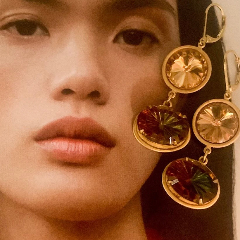 Effortless Earrings - Vintage Topaz Cut Crystals