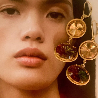 Effortless Earrings - Vintage Topaz Cut Crystals