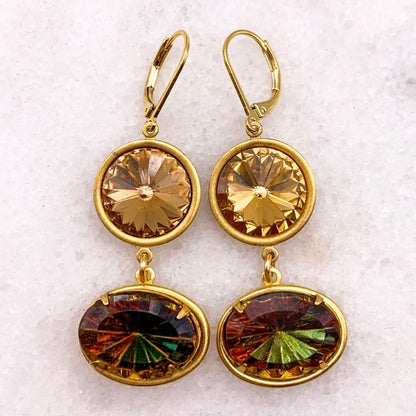 Effortless Earrings - Vintage Topaz Cut Crystals