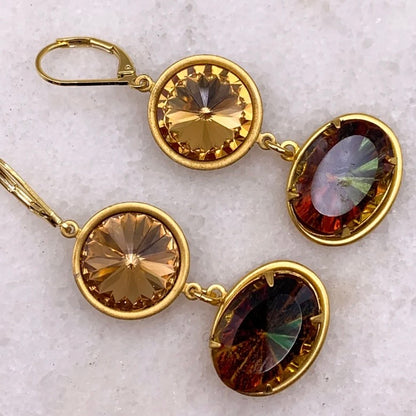 Effortless Earrings - Vintage Topaz Cut Crystals