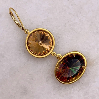 Effortless Earrings - Vintage Topaz Cut Crystals