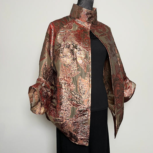 gold auburn brocade organza evening coat event wear special occasion ladies jacket elegant timeless womens wear made in melbourne clothing eloise the label